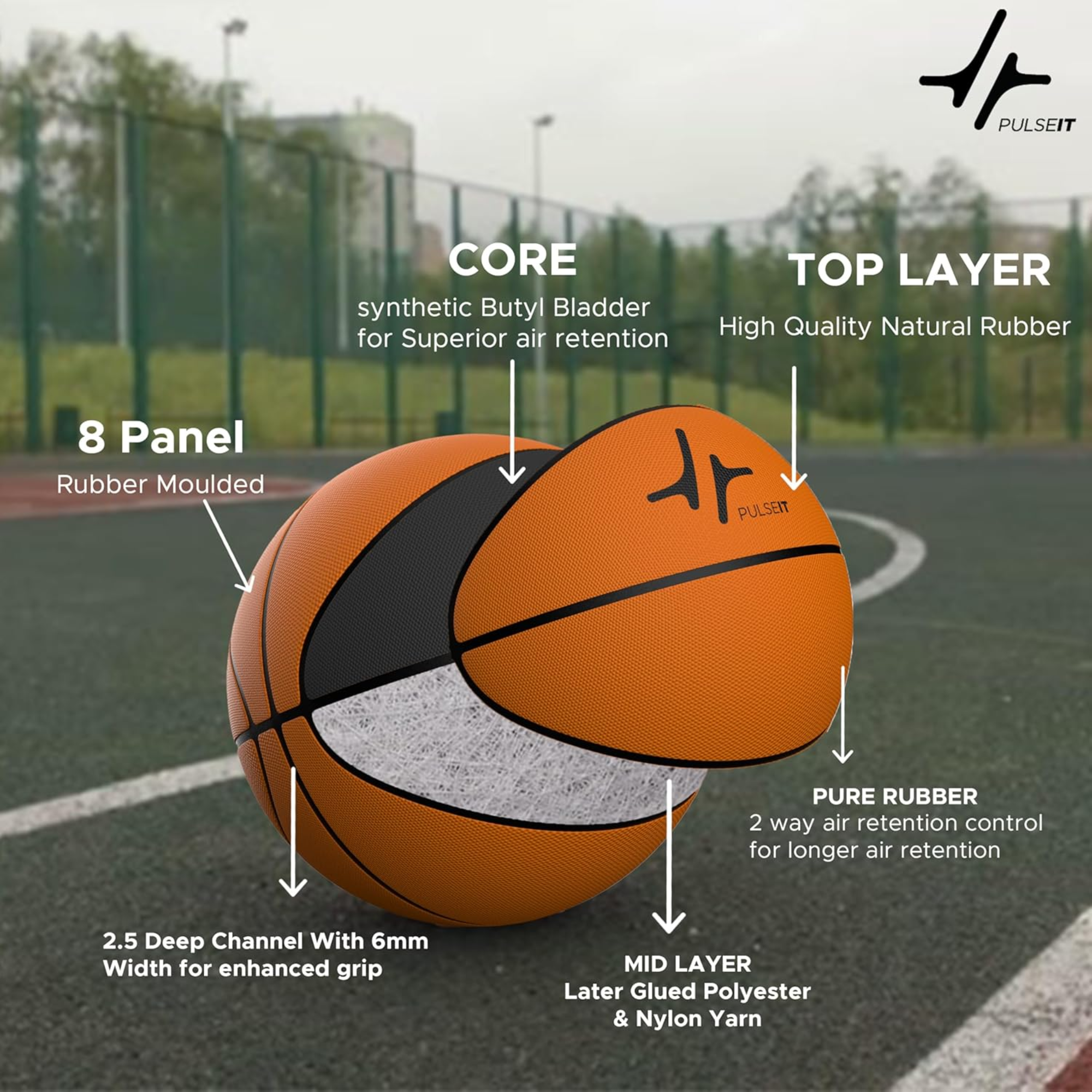 PulseITBounceX Size 7 Professional Basketball for...